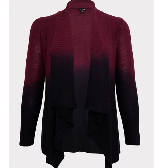 ISO Torrid BURGUNDY PURPLE DIP-DYE OMBRE CARDIGAN - Picture 4 of 5
